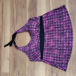 Merona Plus Size Ladies Swim Top,  16W Black and Purple,  Swim Top